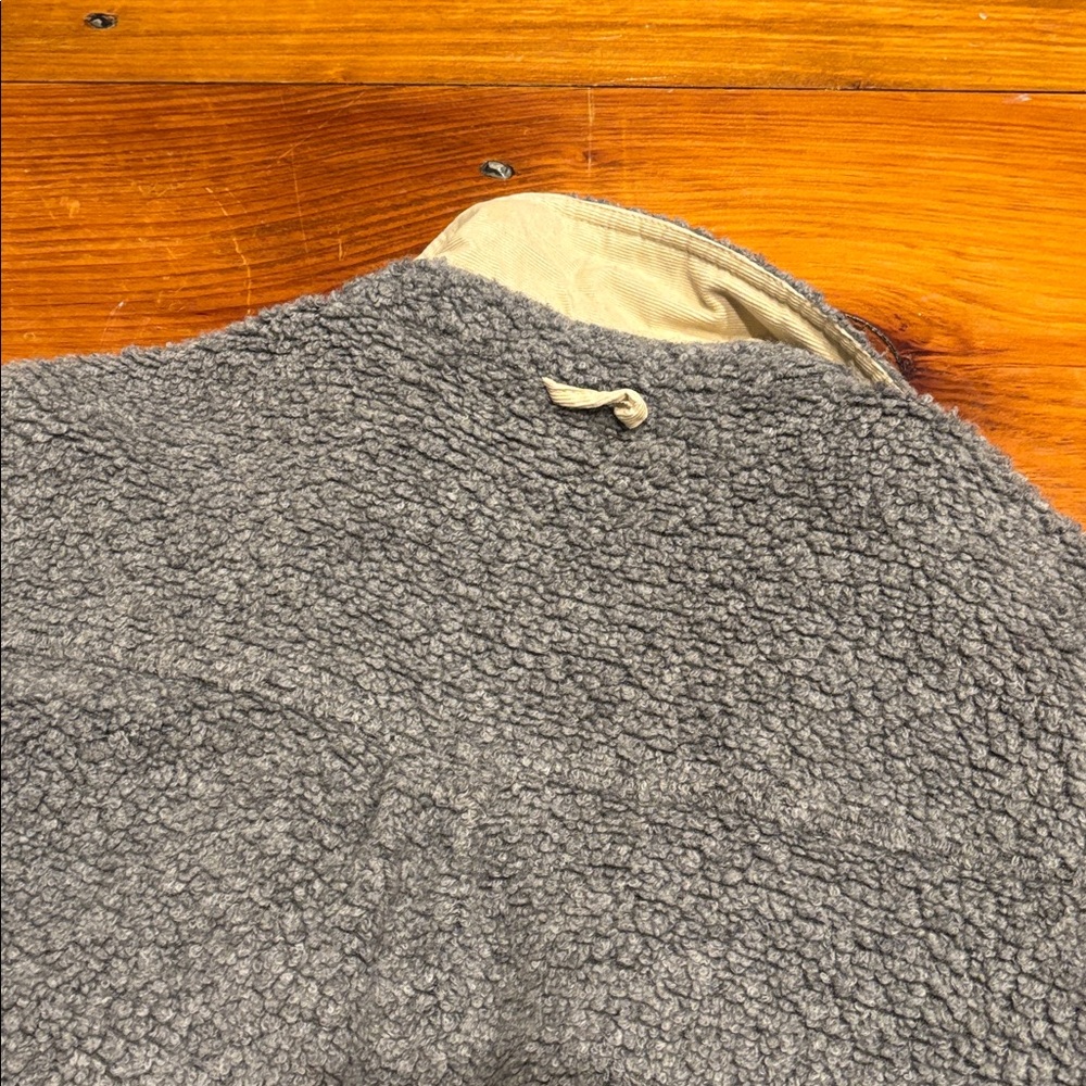 TOAD & CO L Gray Boucle Wool Boxcan Sherpa Overshirt Button Up Collar - Picture 10 of 11